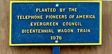 1976 Bicentennial Wagon Train Telephone Pioneers America 250 Evergreen Club Sign picture