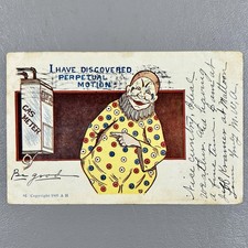 Antique Postcard Posted 1906 Stamp Scary Creepy Clown Circus Perpetual Motion picture