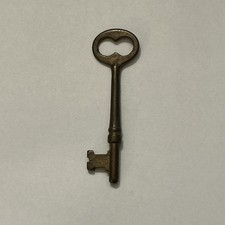 Old Antique Brass Skeleton Key Solid Barrel Legit Antique Key 2 3/4” picture