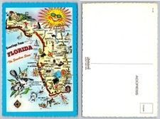 Continental Florida Map Illustrated Postcard picture