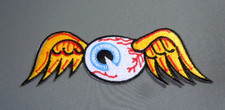 Von Dutch Flying Eyeball Iron-On Embroidered Patch Drag Race Hot Rod Rat Rod picture