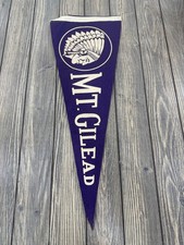 Vintage Mt. Gilead Felt Pennant With Native American Headdress Graphic picture