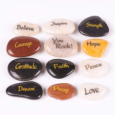 12 Engraved Inspirational Stones, Pocket Size Highly Polished picture