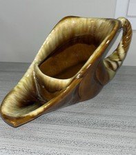 Vintage Cornucopia Thanksgiving Centerpiece Cleveland Brown Drip Glaze Gorgeous picture