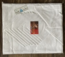 NEW Vintage, Rare, White Damask Luxury Tablecloth & 12 Napkins, Made in Egypt picture