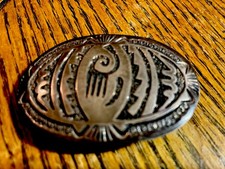 Hopi Vintage Sterling 925 Overlay Belt Buckle Oval 20 Gram 2.25x1.5” picture