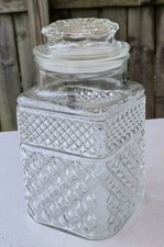 Anchor Hocking Wexford Glass Canister Jar Lidded Air Tight Seal Cookie Jar  picture
