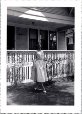 Young Woman in Polka Dot Dress, 1950s B&W Snapshot, USA picture