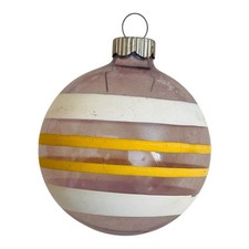 Vintage Shiny Brite Unsilvered Purple Stripe Christmas Ornament picture