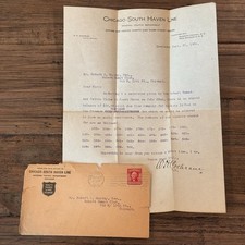 1906 Chicago–South Haven Line Railroad Letter & Envelope Steamer Excursion picture