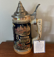 German Themed Beer Stein Painted Scenes with Lid European Heritage Gifts S483 picture