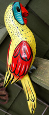 Vtg RED PARROT BIRD Paper Mache Tonala Jal MEXICO FOLK ART Signed GABRIEL 17.5