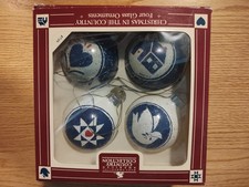 Vintage Hallmark (4) Glass Christmas Ornaments - Christmas In The Country-1985 picture