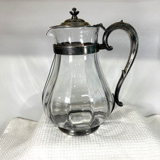 Vtg Restaurant Ware Glass Pitcher R Wallace Silver Soldered 0377 The Alps picture