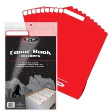 25 BCW Red Comic Book Plastic Dividers With Folding Write On Tab picture