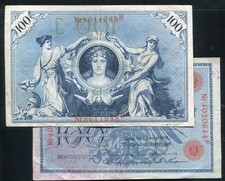GERMANY P33 , 100-MARK , 1908 XF+ picture