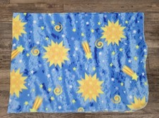 Vintage Celestial Westpoint Stevens Blue Fleece Throw Blanket Sun Stars 61