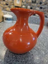 7 Inch Tall Red Orange Pottery/ceramic Water Jug Great Condition  picture