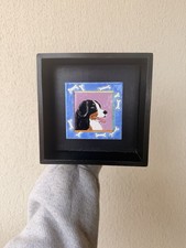 Elvie Zell 70’s Enamel Copper St. Bernese Mt Dog Framed Tile Art RARE picture