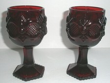 Avon Ruby Red Wine Water Goblet Set of 2 Barware Dinnerware  CE picture