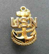 NAVY CHIEF PETTY OFFICER BASIC ANCHOR LAPEL PIN 3/4 x 1.1