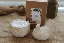 NIB Pottery Barn Figural Turkey Stoneware Salt & Pepper Shaker FALL Thanksgiving picture