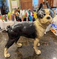 Antique Cast Iron Boston Terrier Hubley Style Bank/Door Stop picture