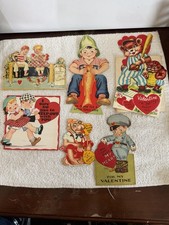 6 Vintage Mechanical Valentines Day Cards 1920s-1950s Germany USA Moving picture