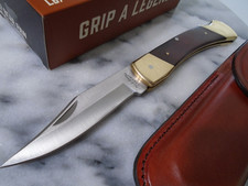 Uncle Henry Bear Paw Folding Hunter Pocket Knife Wood Lockback LB7 7Cr17 Sheath picture