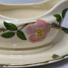 Franciscan Desert Rose Gravy Sauce Boat Plate Sculpted 3D Hand Painted Flowers picture