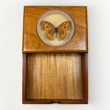 Real Taxidermy PEACOCK PANSY Butterfly In Oak Wood Notepad Holder Desktop Nice picture
