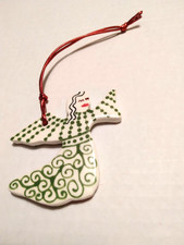 Ceramic Christmas Angel Ornament Ooak Artist Made Two Sided Holiday Gifts 3 inch picture