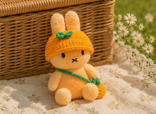 Authentic Miffy Plush Keychain - Cute Tangerine Hat Tan Rabbit Bag Charm Gift picture