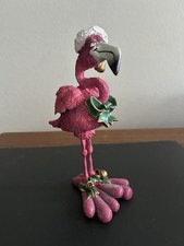 Christmas Pink Flamingo Figurine “Frannie” Bobble Bods By Russ Berrie picture