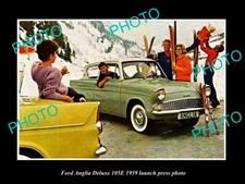 OLD POSTCARD SIZE PHOTO OF 1959 FORD ANGLIA DELUXE 105E LAUNCH PRESS PHOTO 2 picture