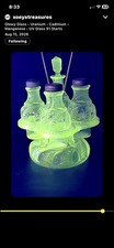 ANTIQUE PRESSED GLASS CONDIMENT SET WITH HOLDER picture