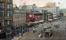 C.1905 Providence RI Weybosset St Trolley Horse Wagons Cowell Vintage Postcard picture