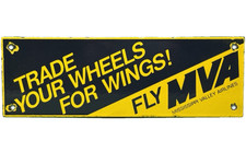 VINTAGE MISSISSIPPI VALLEY AIRLINES PORCELAIN SIGN FLY MVA AVIATION AIRPORT GAS picture