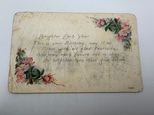Antique 1910s Birthday Postcard Floral Roses Owen Card Pub. Co. picture