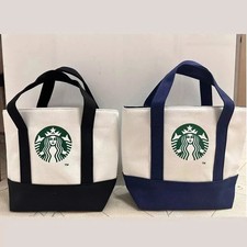 STARBUCKS Canvas Eco Two-Line Handbags Picnic Lunch Bag Korea New Limited picture