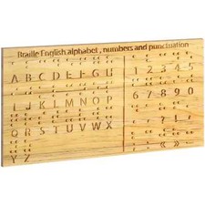 Yulejo Braille Alphabet Board 8.7 x 6.3 Inches Wood Braille Fingerboard Carve... picture