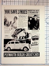 1937 Plymouth Car Advertisement Original Print Ad Magazine Page picture