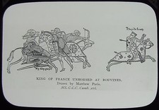 Glass Magic Lantern Slide KING OF FRANCE UNHORSED AT BOUVINES C1890 MEDIEVAL picture