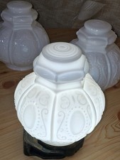 White Milk Glass Globe Victorian Style Scroll Lamp Shades 3.25 fitter - Set of 3 picture