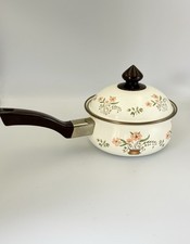 VTG Countryside Collection JMP Enamelware Sauce Pot w/ Lid Made in Taiwan Floral picture