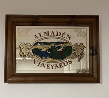 Vintage Almaden Vineyards Bar Mirror Rustic Wooden Frame picture