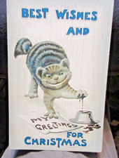 1910s B B London Anthropomorphic Cat Christmas Greeting Antique Postcard Germany picture