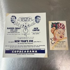 Vtg. COPACABANA Xavier Cugat / Jack Carter Advertising Handbill w/ Postcard picture