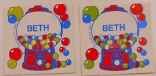 2 Vintage 1980s Scratch N Sniff Stickers BETH Gumball Machine 2