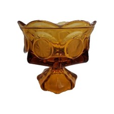 Fostoria Coin Candy Dish Glass Compote Amber Footed Pedestal picture